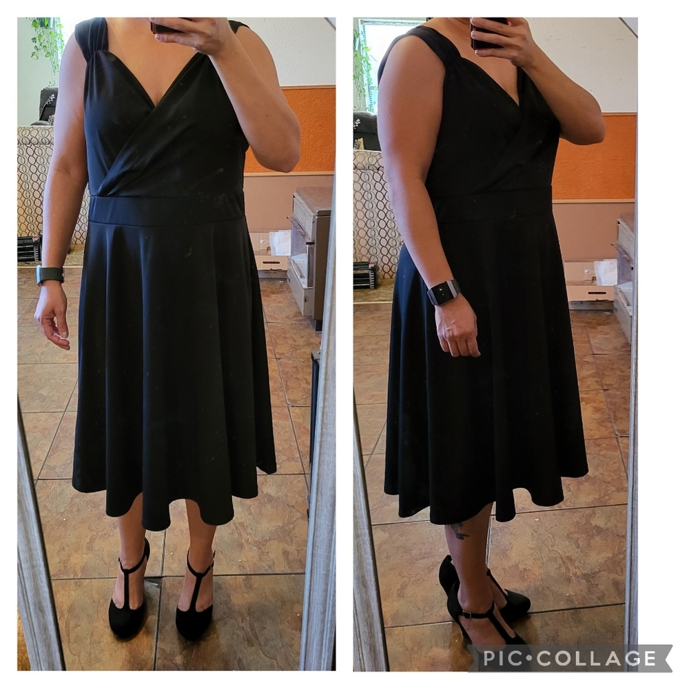 Black sleeveless V-neck dress XXL